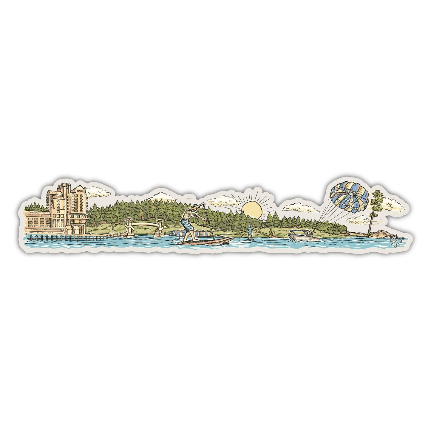 A Coeur d'Alene Summer Scene Sticker - Large