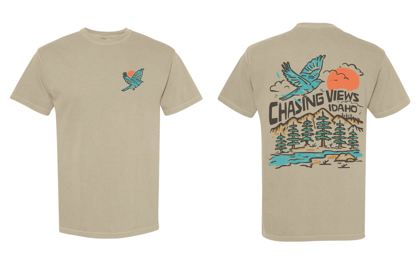 Chasing Views Bird Tee - Khaki (100%)