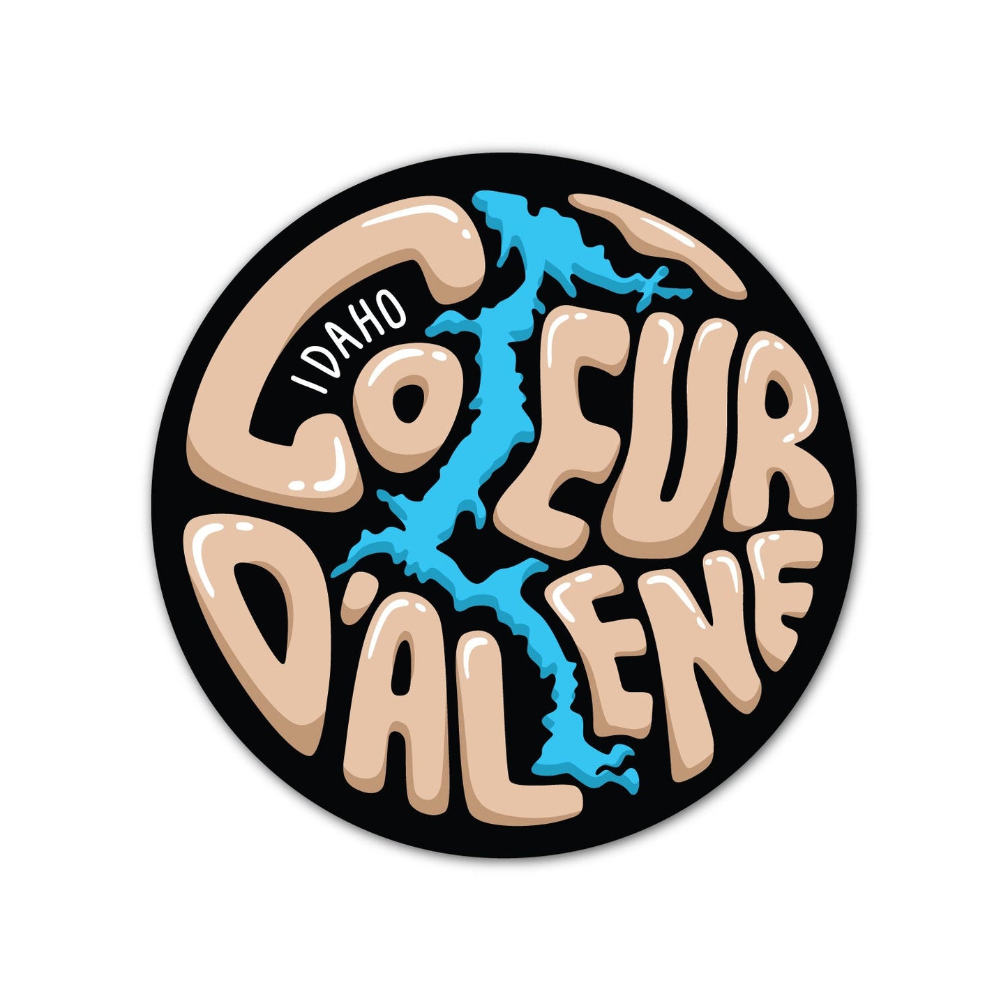 Coeur d'Alene Lake In A Circle Sticker