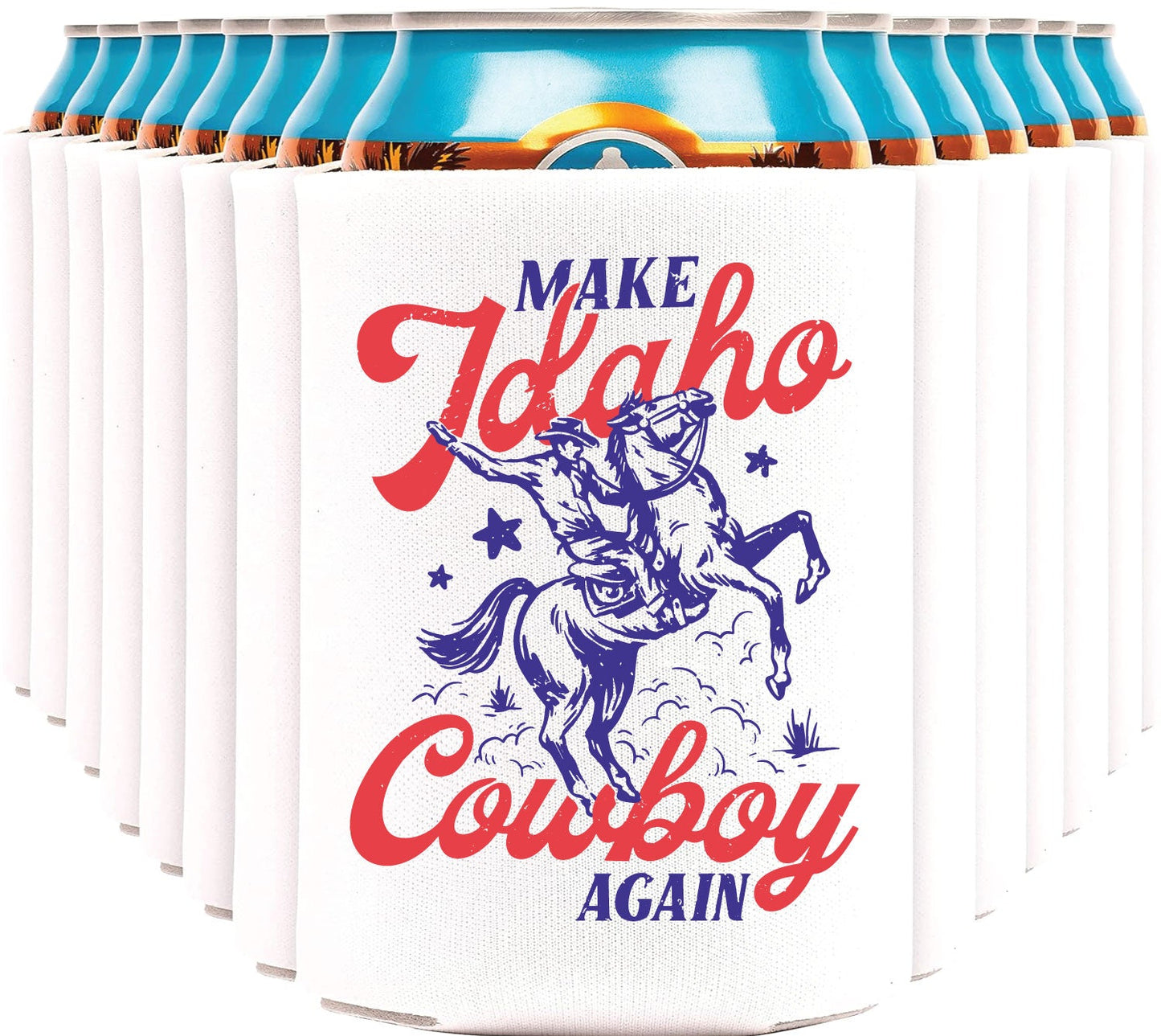 Make Idaho Cowboy Again Coozie (White)