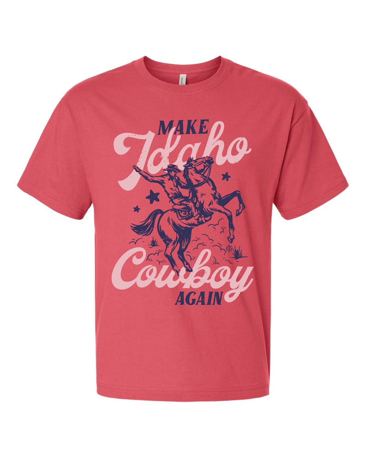 Make Idaho Cowboy Again Tee - Vintage Red (100% Cotton)
