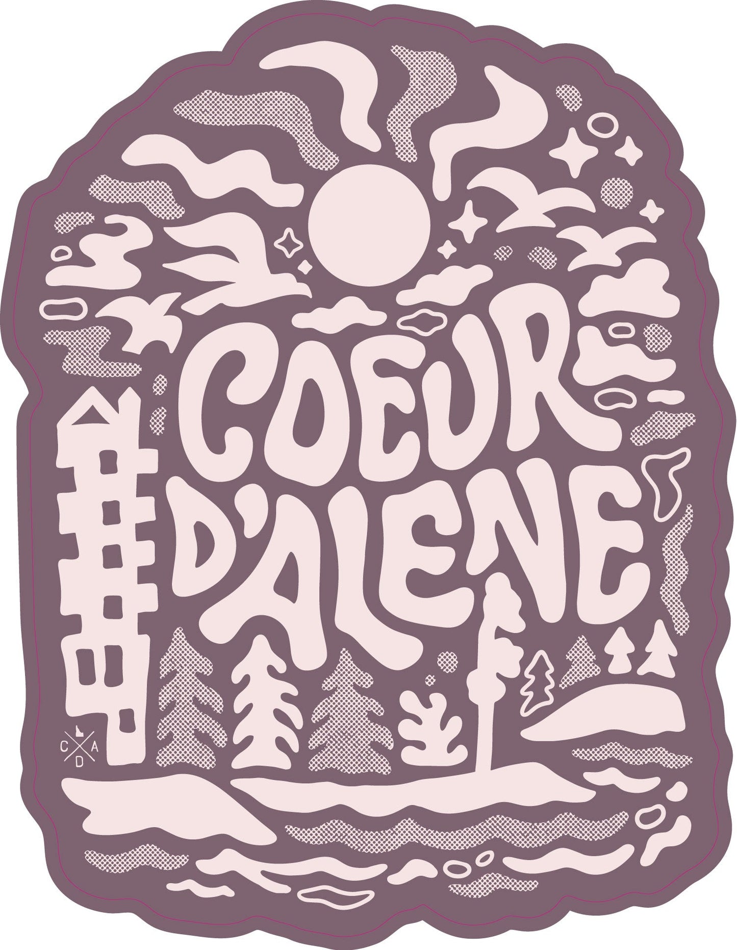 Coeur d'Alene Sunny Daze Sticker - Mauve