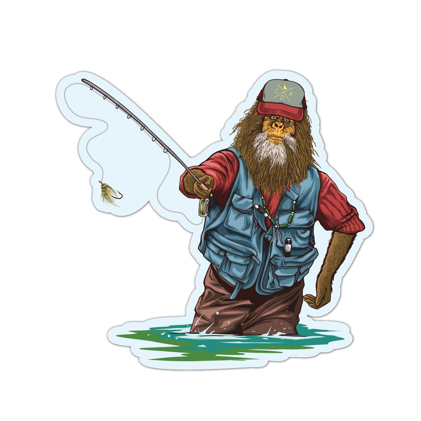 Bigfoot Bob Goes Fly Fishing Sticker