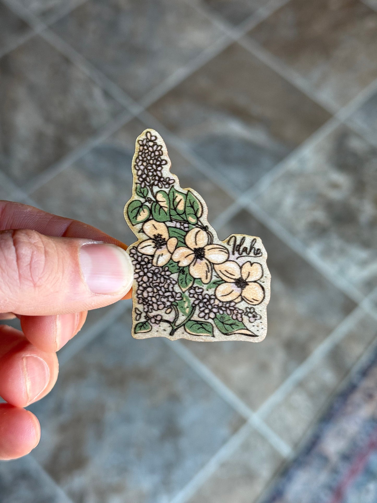 Idaho State Flower - Wooden Magnet (Printed)