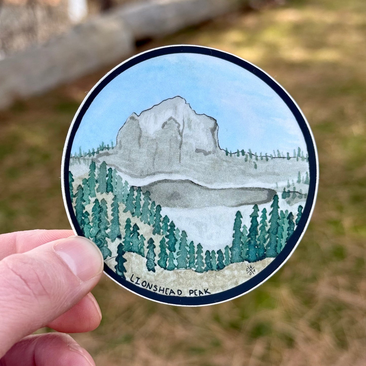 Lions Head Peak Watercolor Sticker