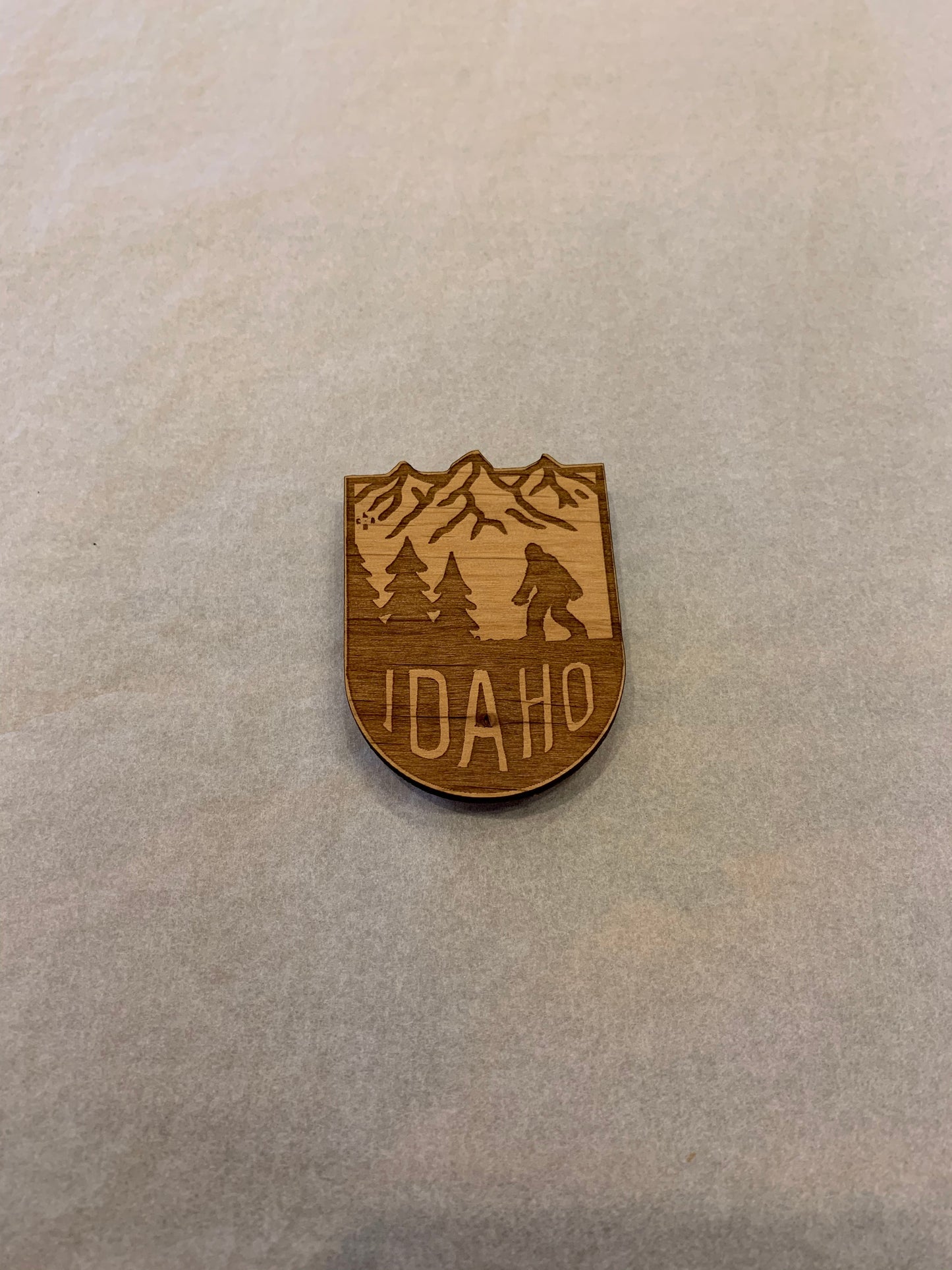 Mountain Bigfoot Wooden Magnet (Engraved)