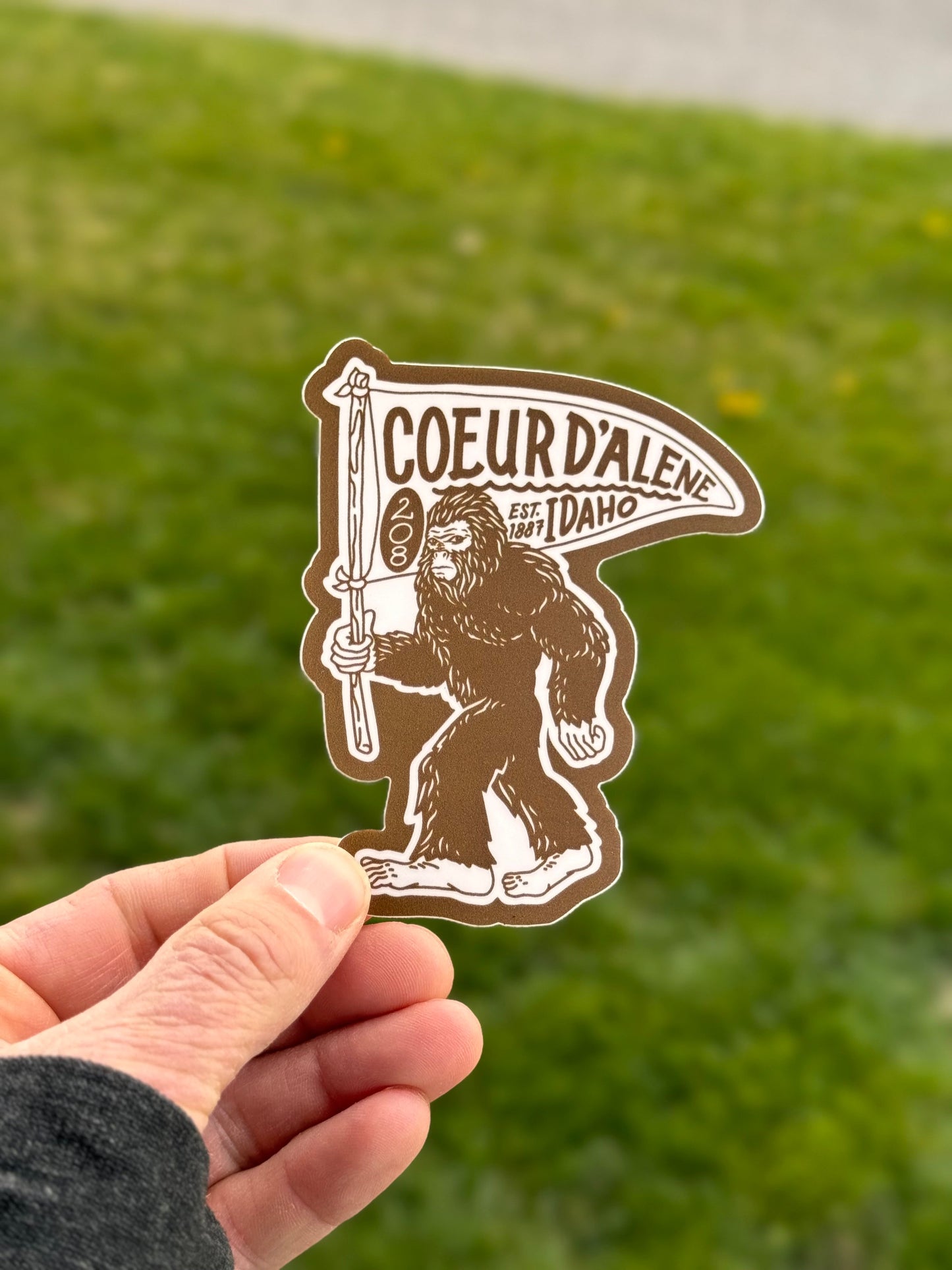 Coeur d'Alene Bigfoot Flag Sticker
