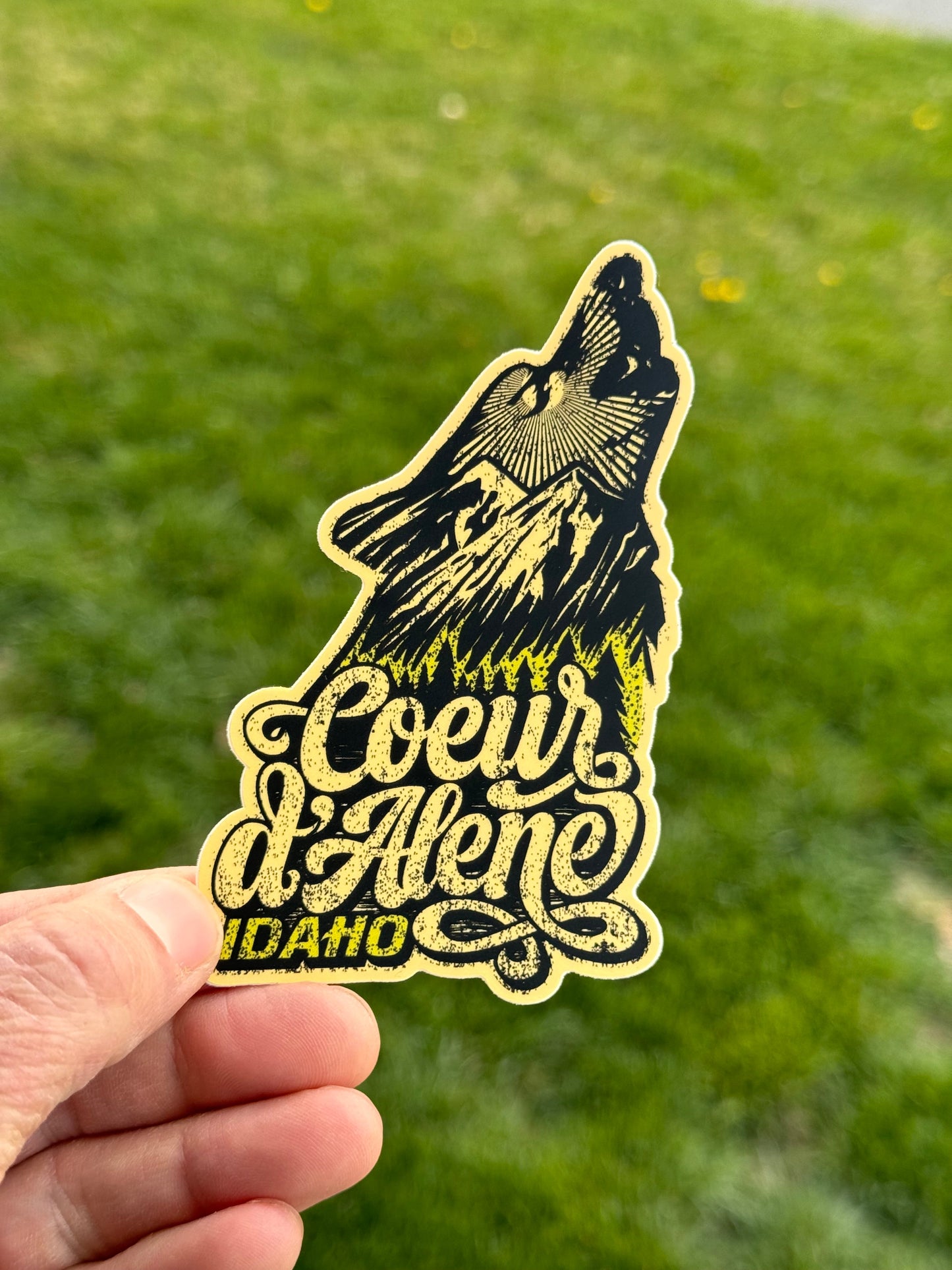 Coeur d'Alene Howling Wolf Sticker