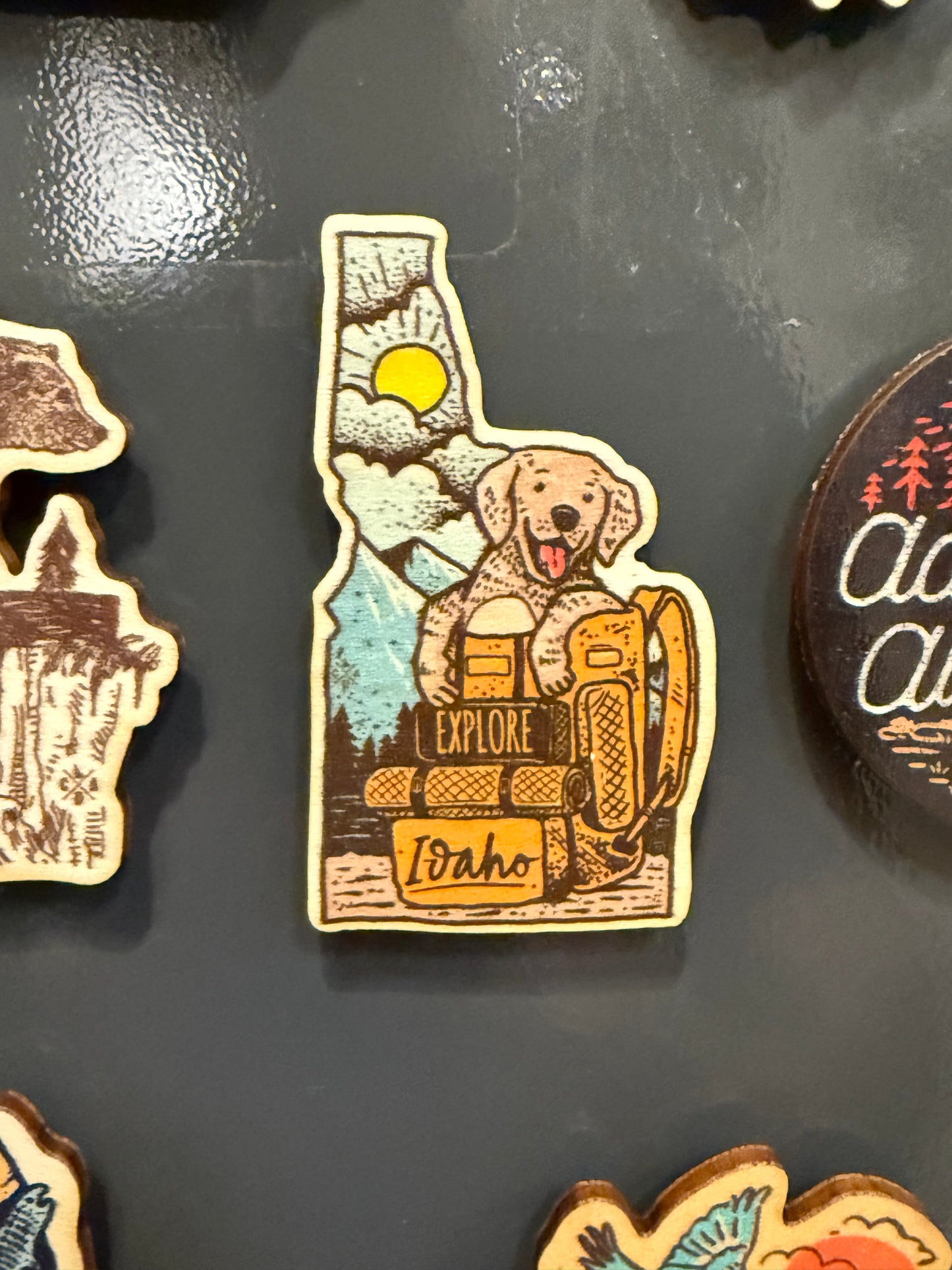 Idaho Explorer Puppy - Wooden Magnet (Printed)