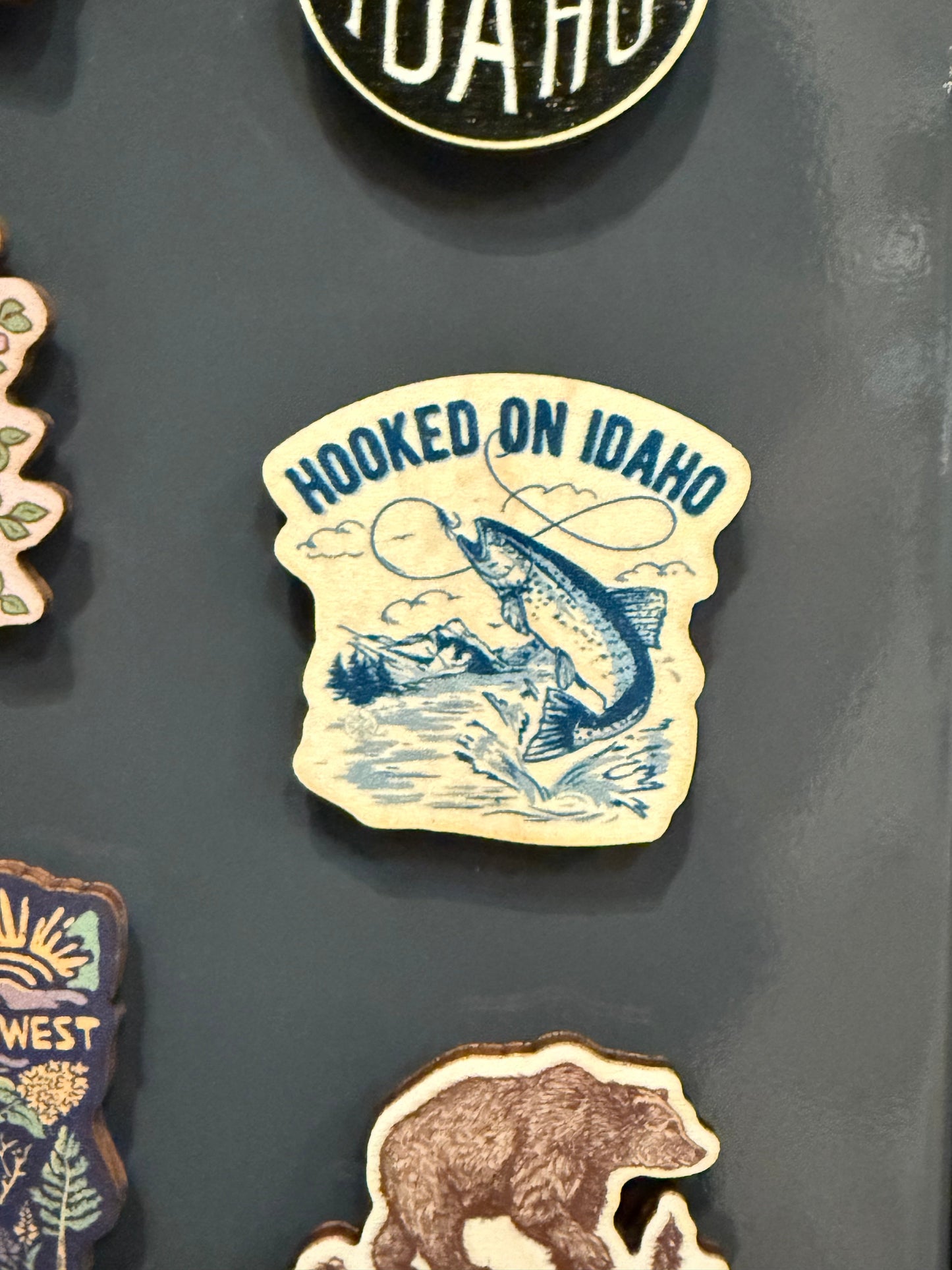 Hooked On Idaho - Wooden Magnet (Printed)
