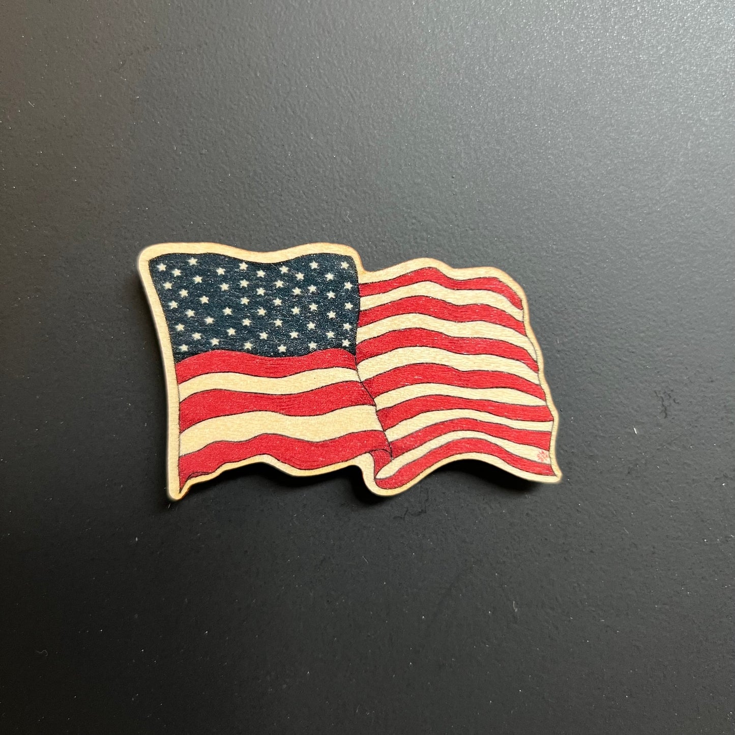 Hand Drawn United States Flag - Wooden Magnet (Printed)