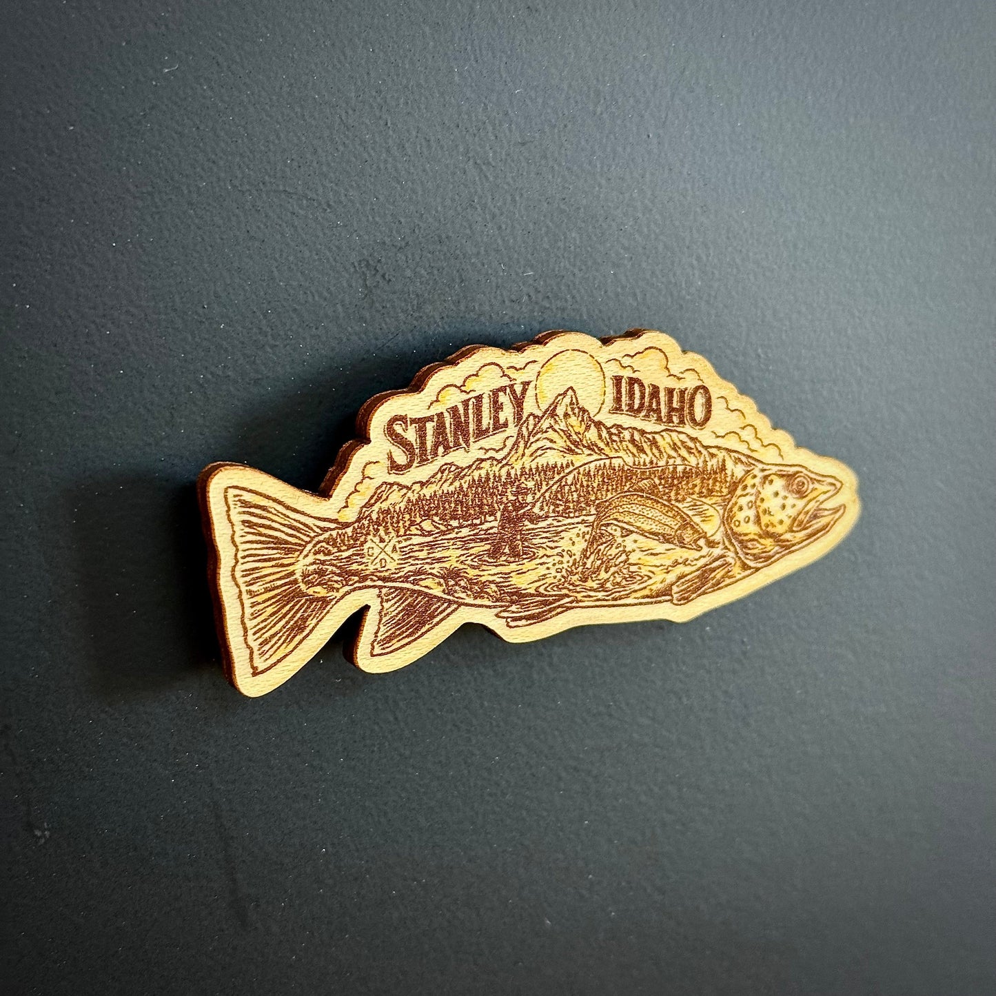 Hooked On Stanley Idaho - Wooden Magnet (Printed)