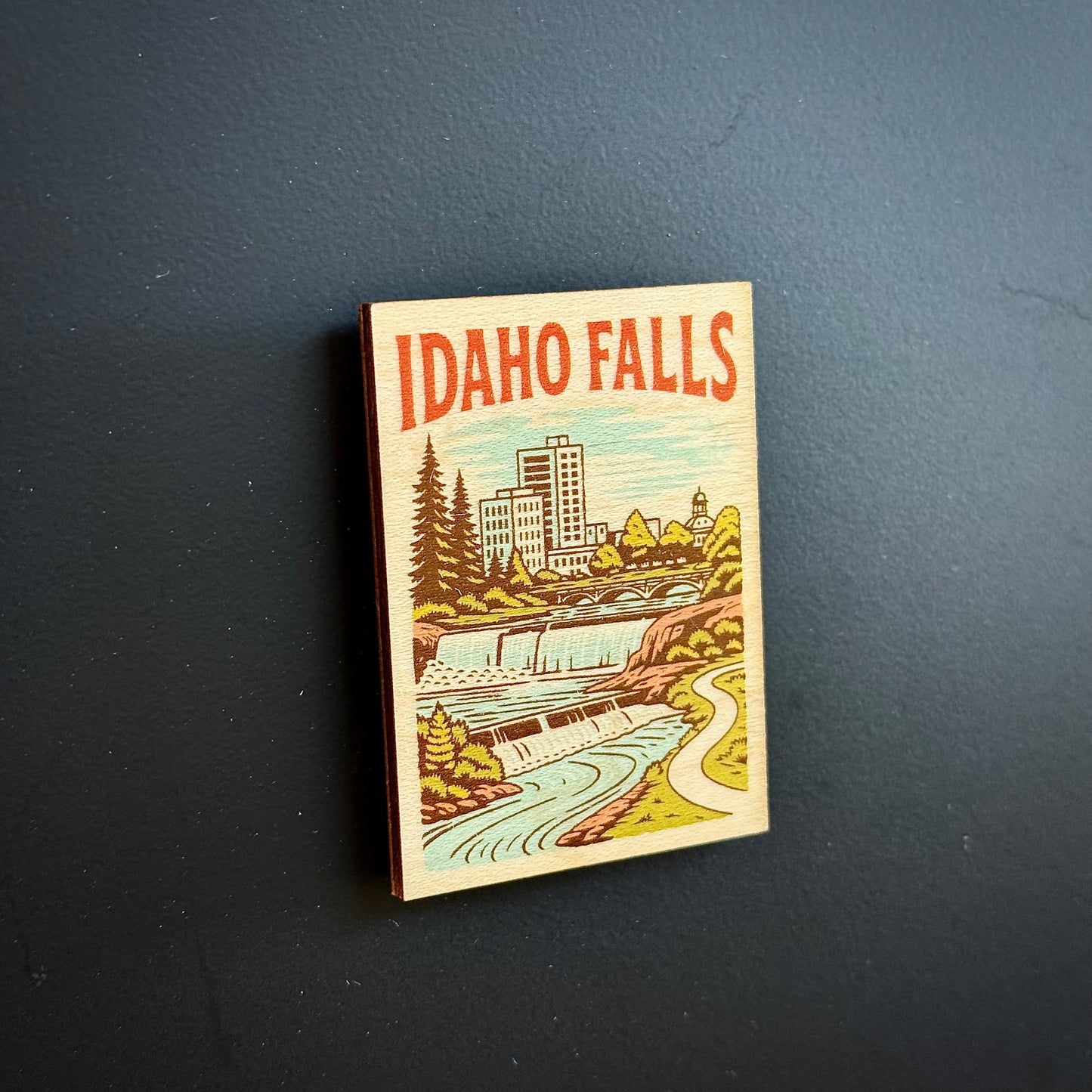 Idaho Falls Portrait Wooden Magnet (Printed)