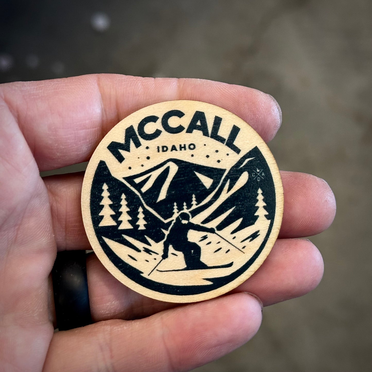 Skiing Mccall Idaho Wooden Magnet (Printed)
