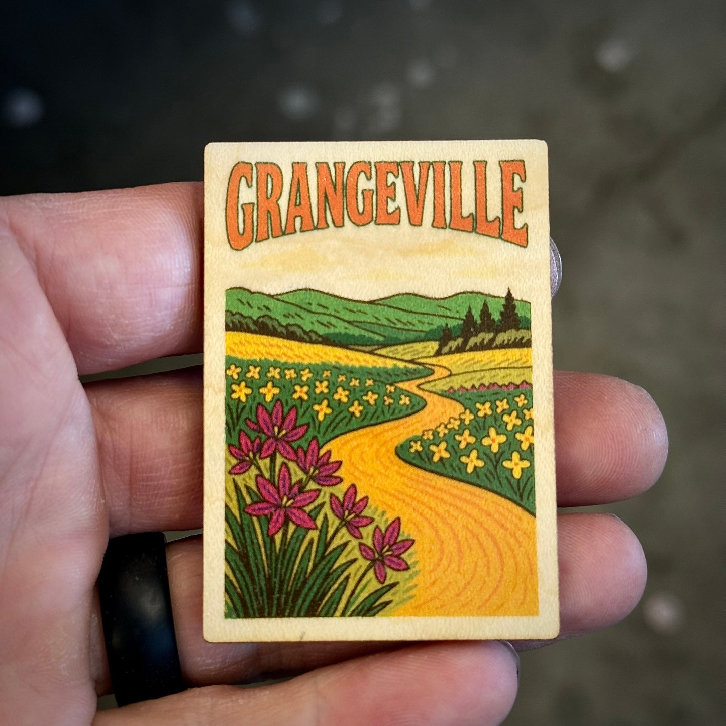 Grangeville Canola And Camas Lily Wooden Magnet (Printed)