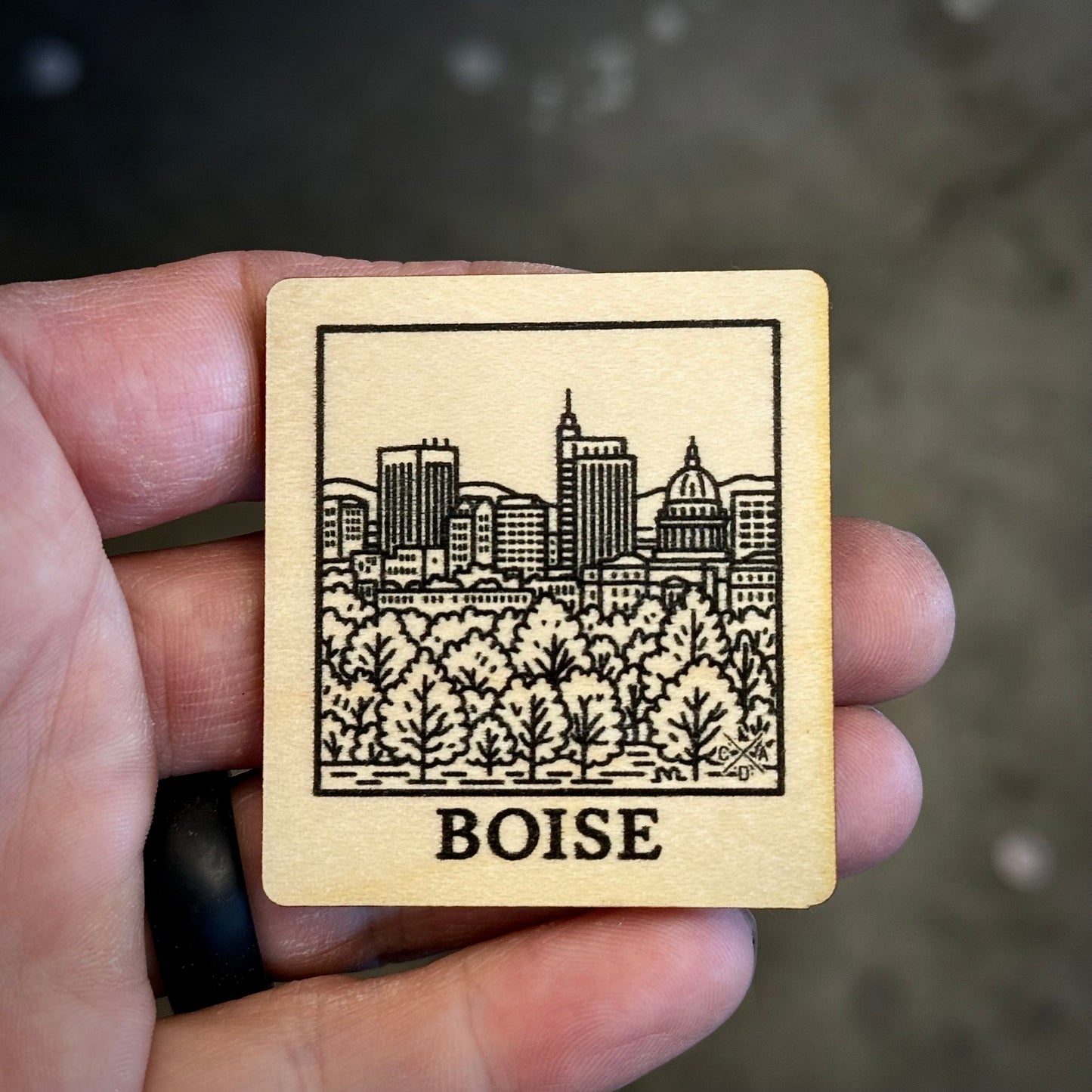 Simple Boise Idaho Wooden Magnet (Printed)