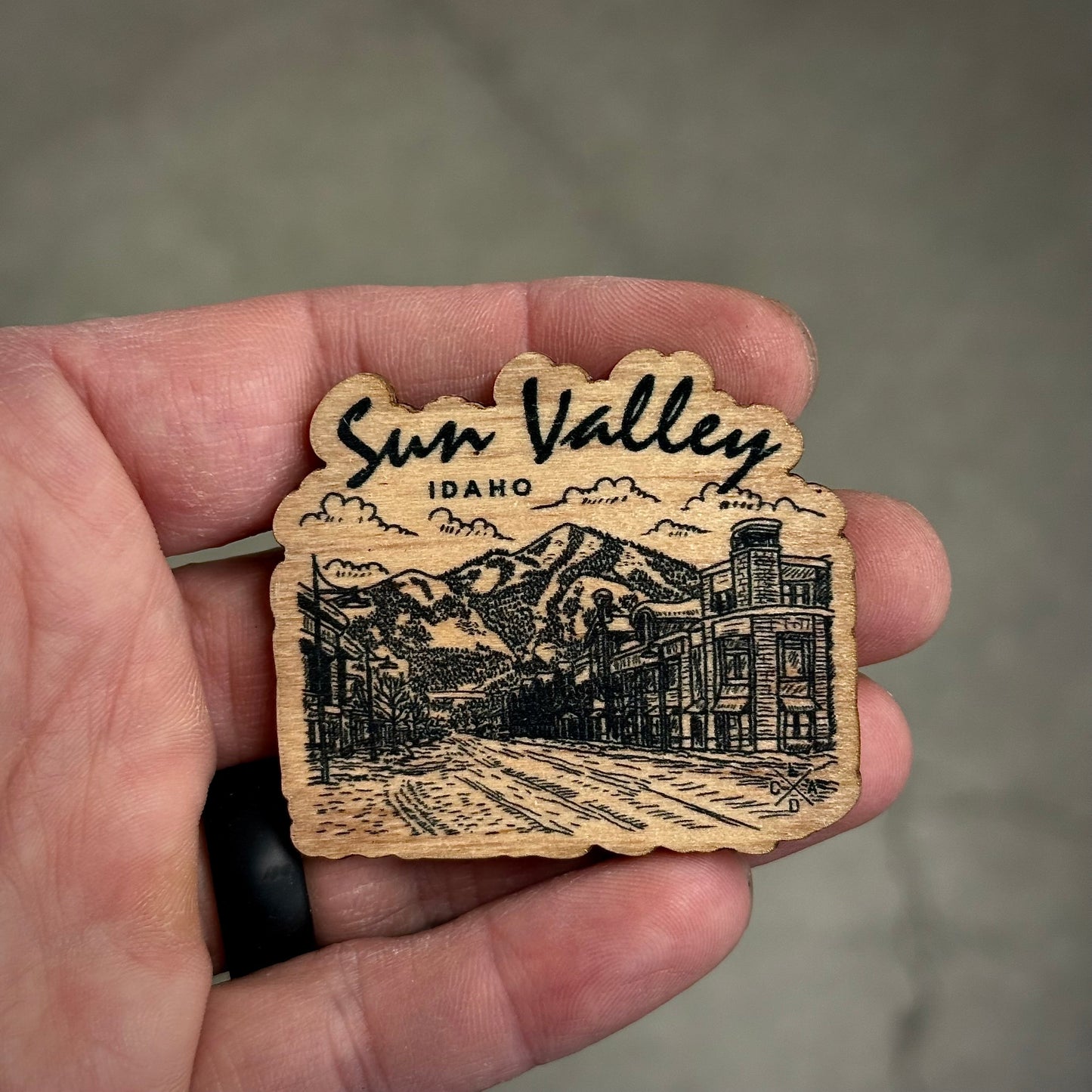 Sun Valley Idaho Downtown Wooden Magnet (Printed)