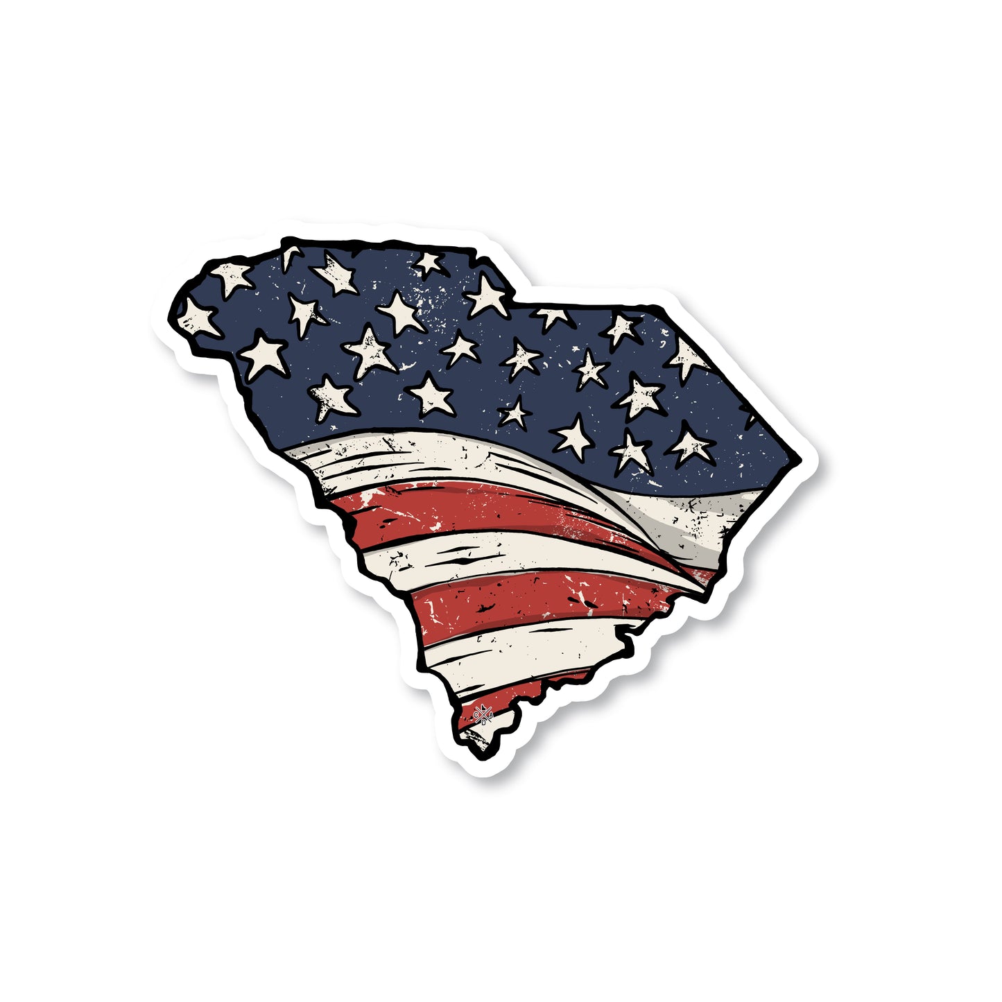South Carolina American Flag Sticker