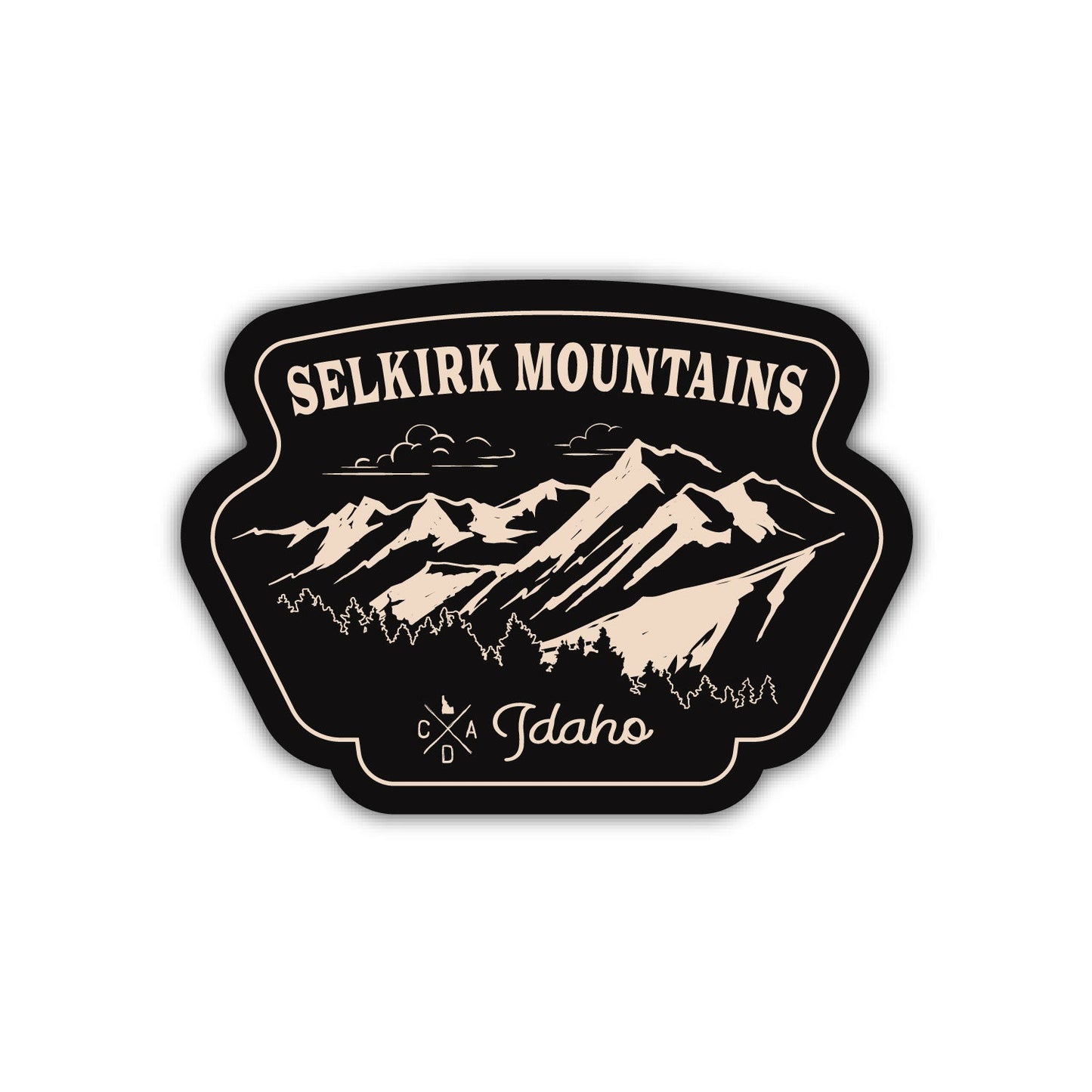 Selkirk Mountains Idaho Black Sticker