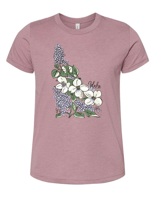 Idaho State Flower Kids Tee -Heather Orchid