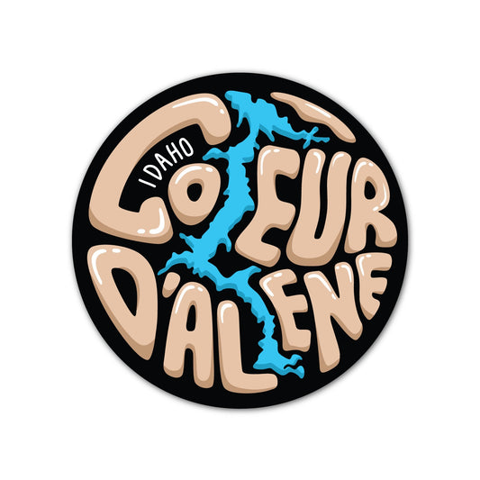 Coeur d'Alene Lake In A Circle Sticker