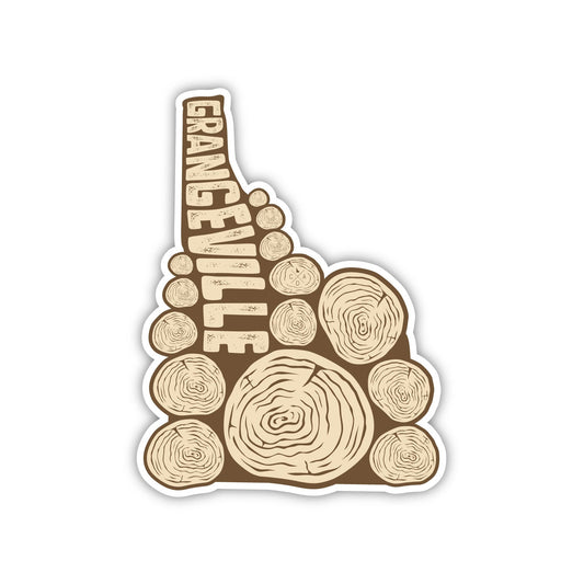Grangeville Idaho Log Stack Sticker