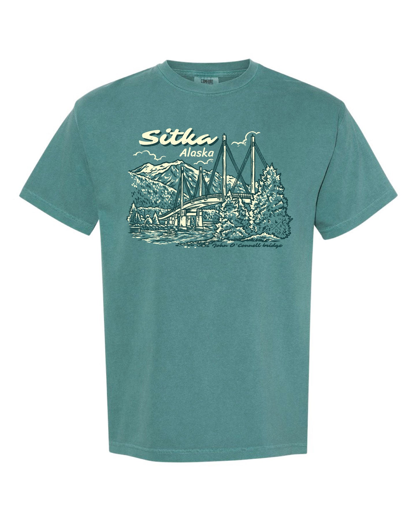 John O'Connel Bridge Sitka Alaska Tee - Emerald (100% Cotton)