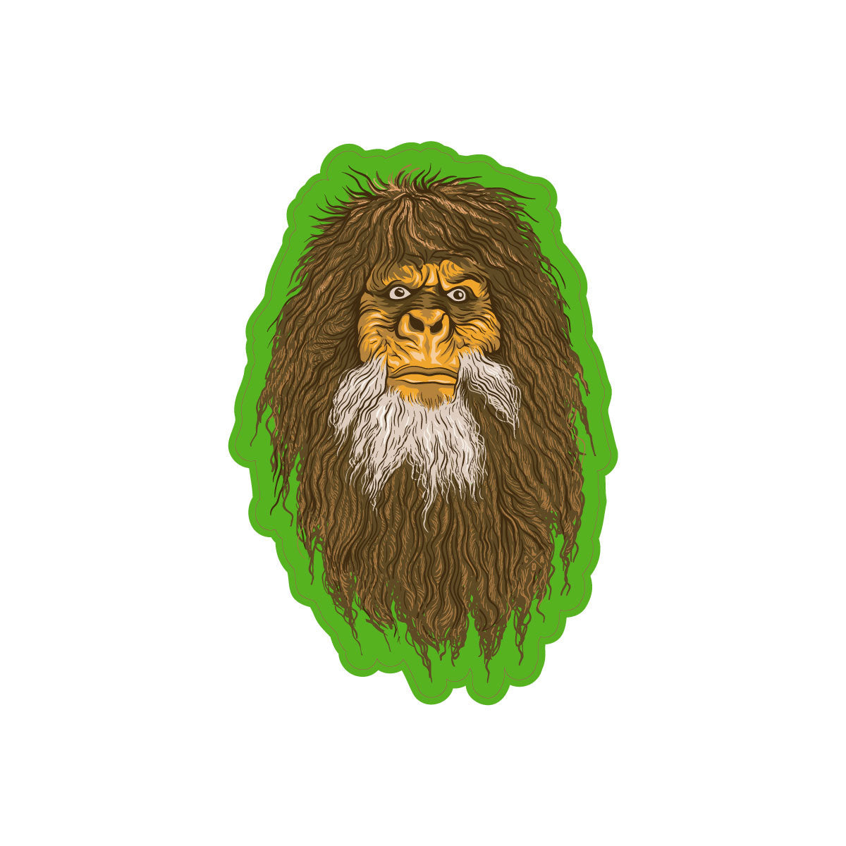 Bigfoot Face Green Sticker