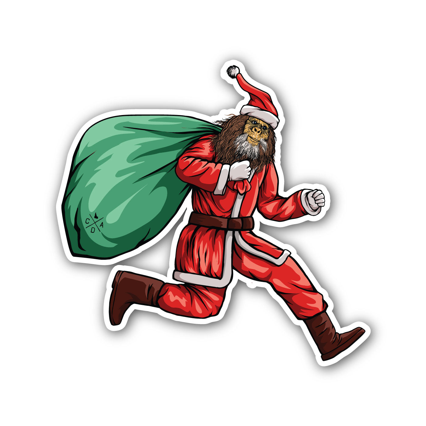 Bigfoot Bob Santa Sticker