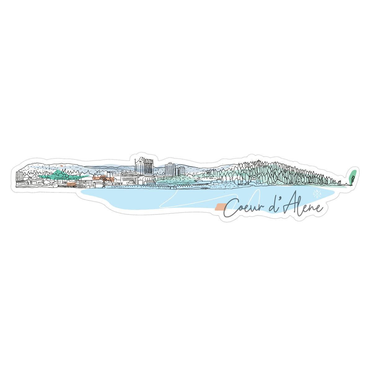 Coeur d'Alene Offset Skyline Sticker