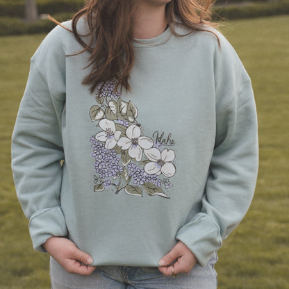 Idaho State Flower Sweatshirt - Dusty Blue