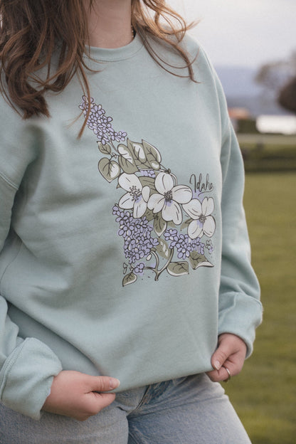 Idaho State Flower Sweatshirt - Dusty Blue
