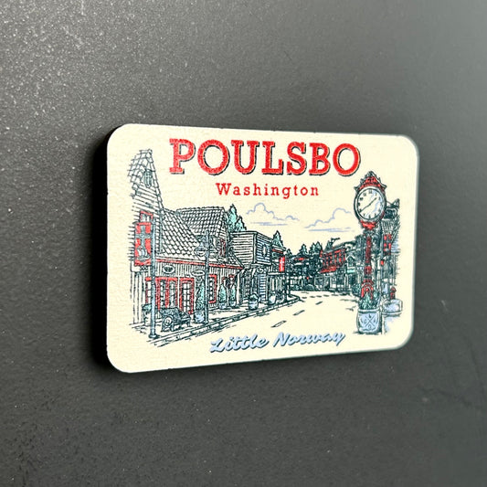 Poulsbo Little Norway Wooden Magnet