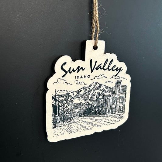 Sun Valley Idaho Downtown Wooden Magnet