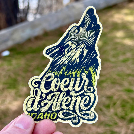 Coeur d'Alene Howling Wolf Sticker