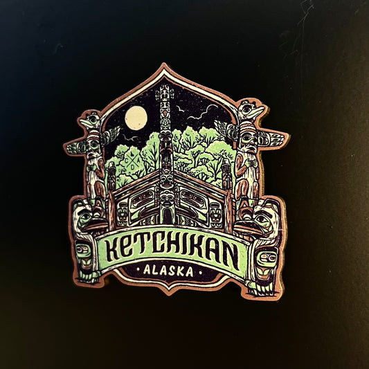 Ketchikan Alaska Totem Pole Wooden Magnet