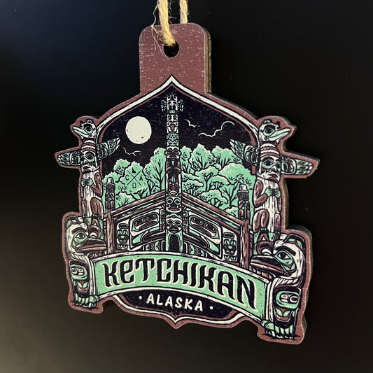 Ketchikan Alaska Totem Pole Wooden Ornament