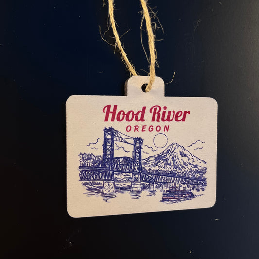 Hood River White Salmon Interstate Bridge Wooden Ornament