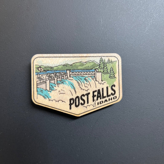 Post Falls Idaho Dam - Wooden Magnet (Printed)