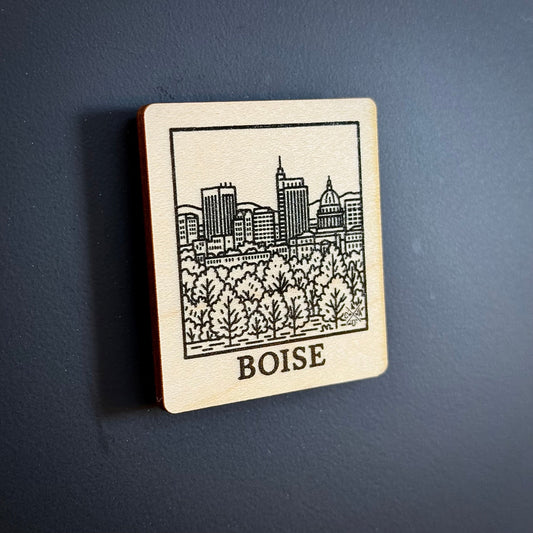 Simple Boise Idaho Wooden Magnet (Printed)