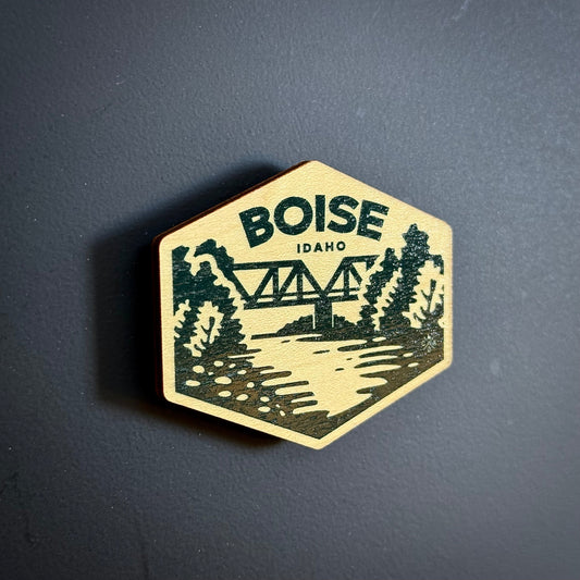 Walking Boise Idaho Wooden Magnet (Printed)