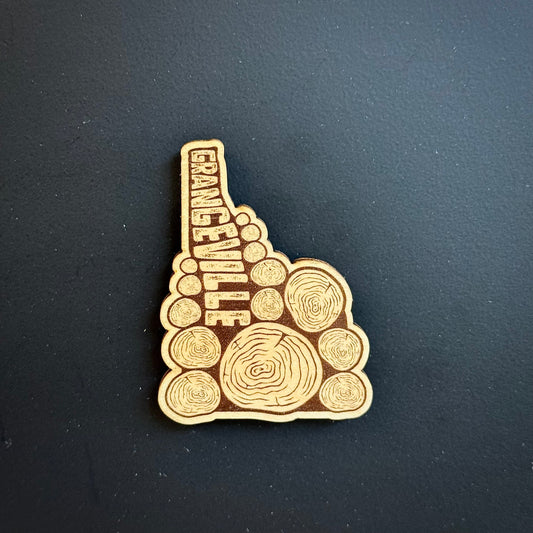 Grangeville Idaho Log Stack Wooden Magnet (Printed)
