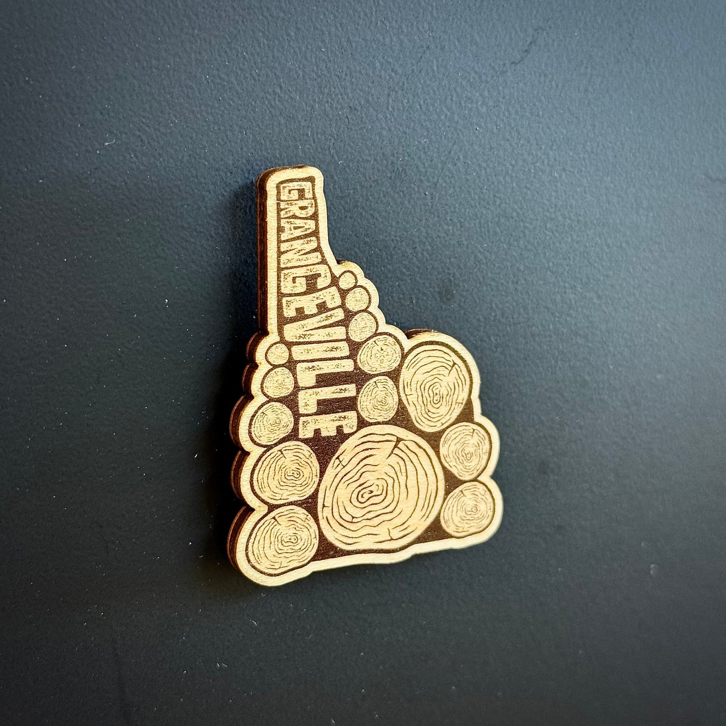Grangeville Idaho Log Stack Wooden Magnet (Printed)
