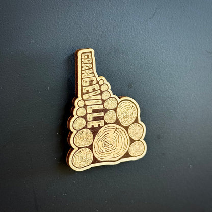 Grangeville Idaho Log Stack Wooden Magnet (Printed)