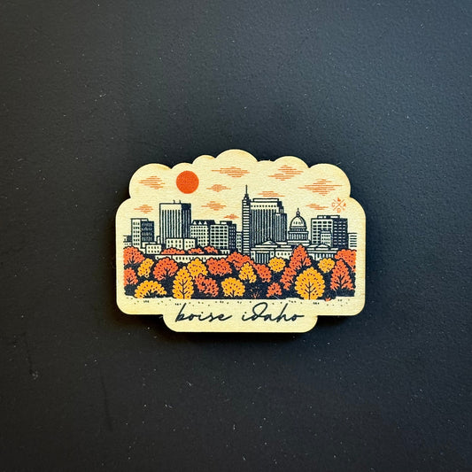 Boise Idaho Skyline Wooden Magnet (Printed)
