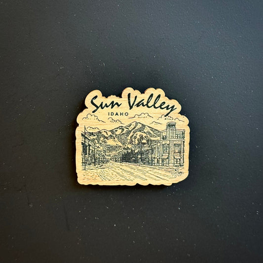 Sun Valley Idaho Downtown Wooden Magnet (Printed)