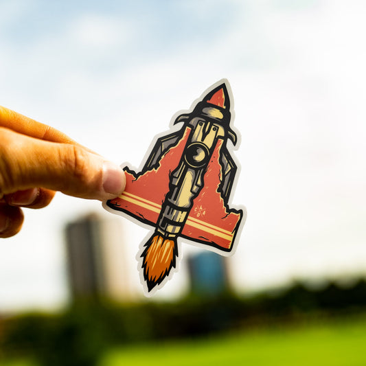 Idaho Retro Rocket Ship Sticker