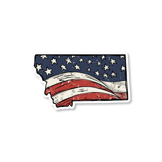 Montana American Flag Sticker