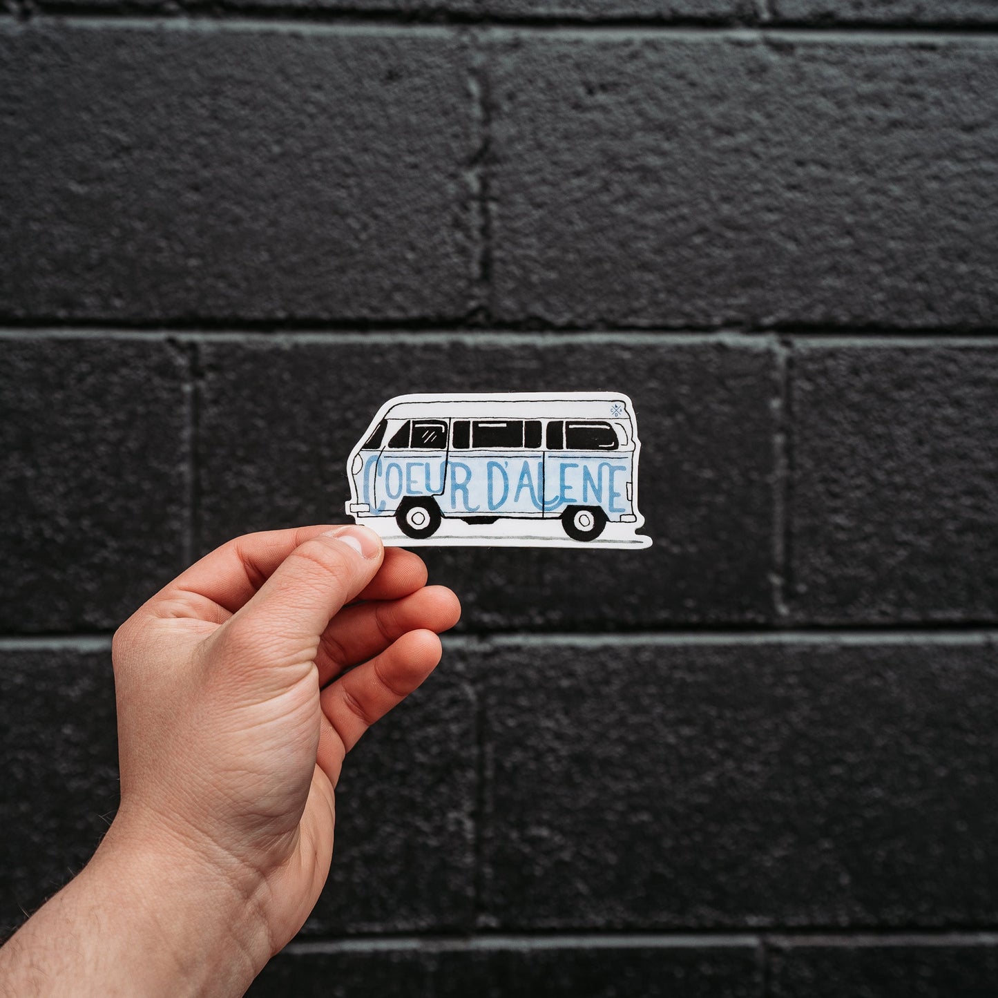 Coeur d'Alene Watercolor Bus Sticker