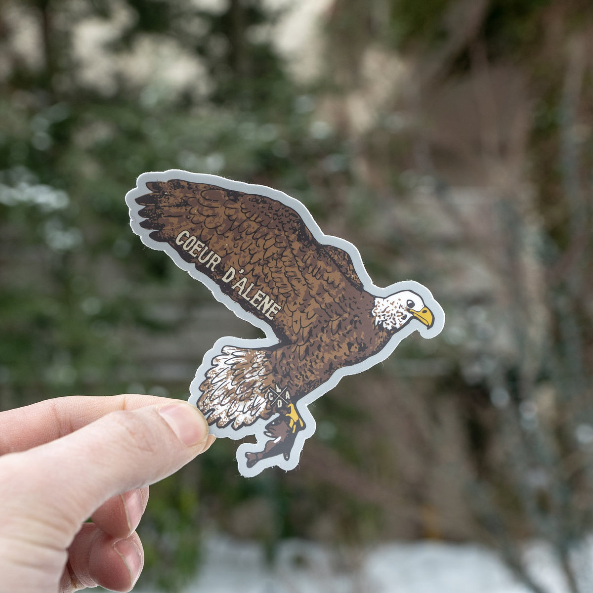 Flying Coeur d'Alene Eagle Sticker